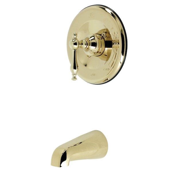 Tub and Shower Faucet, Polished Brass, Wall Mount